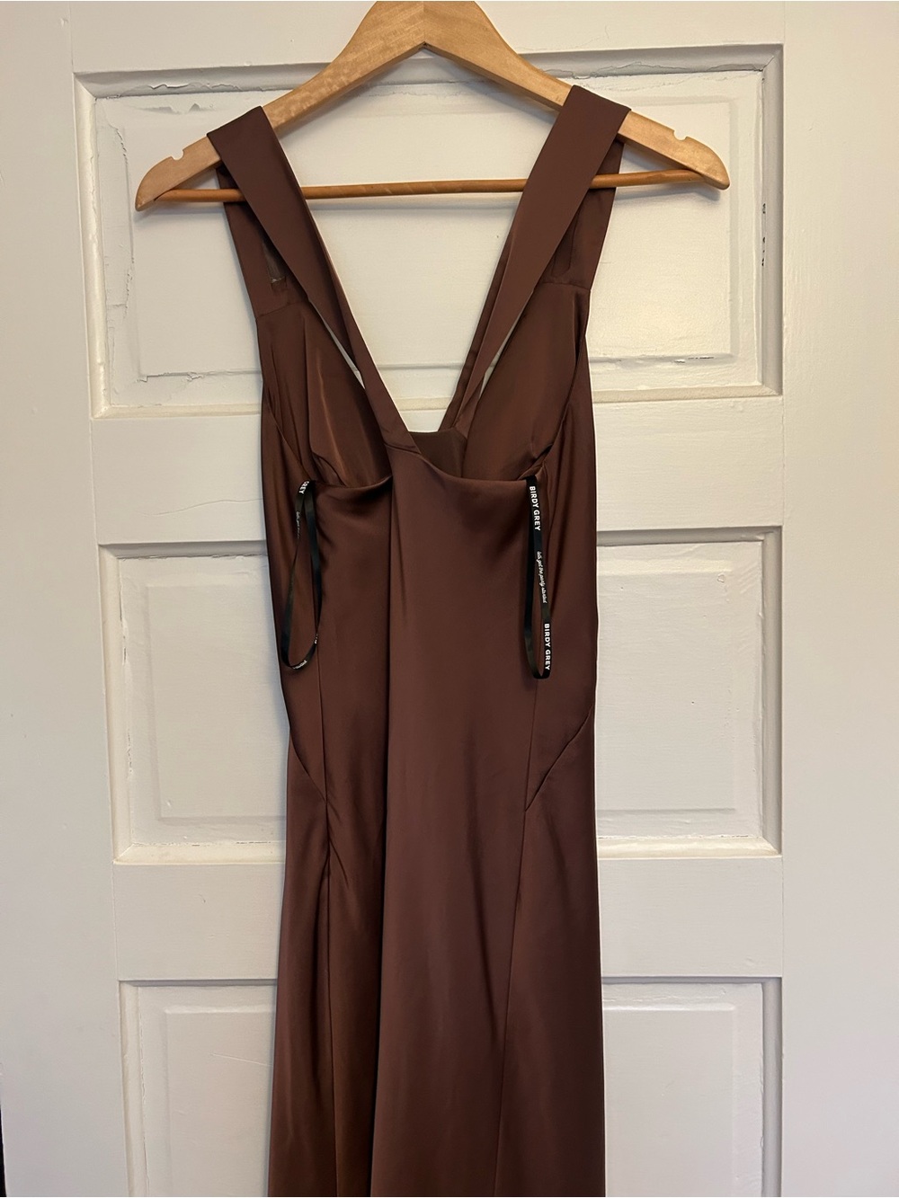 Birdy Grey One-Shoulder Brown Satin Dress - Picture 4 of 10